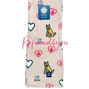 Life Is Good - ‘Hearts & Dogs’ plush throw. 50” x 70”. NWT.